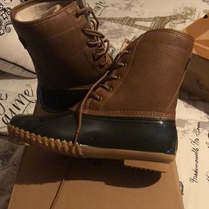 Chocolate Brown waterproof boots.